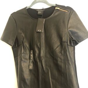 Armani Exchange faux leather top with copper zip